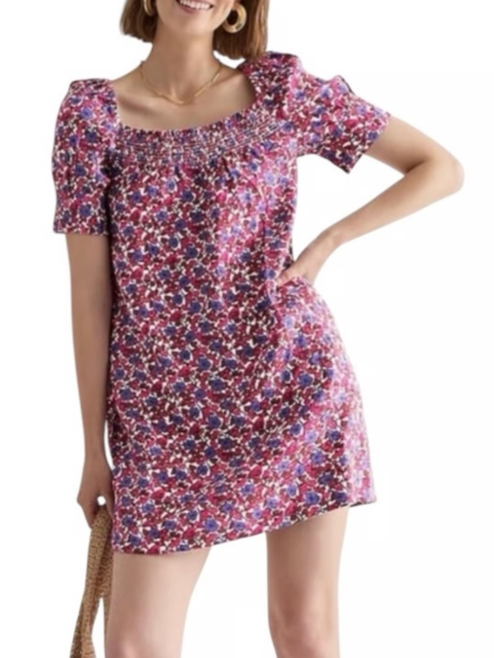 Jcrew 100% Linen Dress in Berry Floral